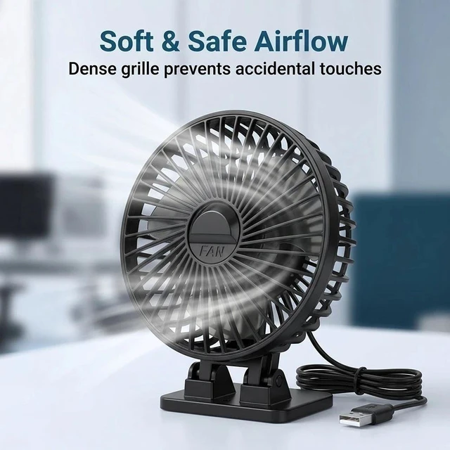Main image of 4Inch Black USB Desk Portable Cooling Fan with 3 Speeds Table Fan &3.2ft Cord