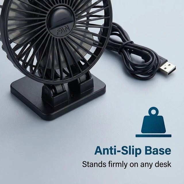 Alt view image 4 of 7 - 4Inch Black USB Desk Portable Cooling Fan with 3 Speeds Table Fan &3.2ft Cord