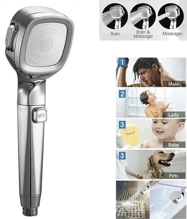 Main image of High Pressure RV Shower Head 4 Settings for Home Camper Travel Trailers Silver
