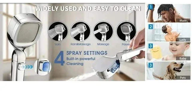 Alt view image 7 of 7 - High Pressure RV Shower Head 4 Settings for Home Camper Travel Trailers Silver
