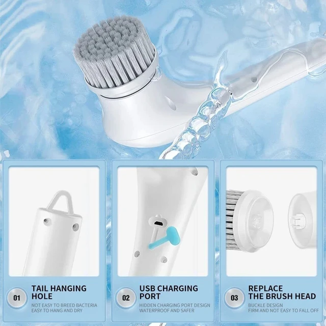 Alt view image 6 of 7 - 2 pack Electric Cordless Cleaning Brush Spin Scrubber Turbo Scrub Cleaner