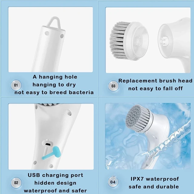Alt view image 7 of 7 - 2 pack Electric Cordless Cleaning Brush Spin Scrubber Turbo Scrub Cleaner