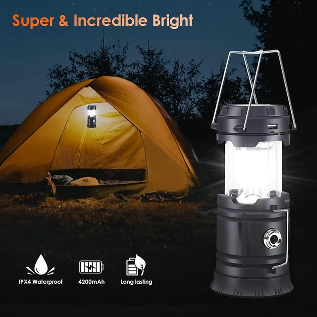 Alt view image 3 of 7 - Solar Portable LED Flashlight USB Rechargeable Camping Tent Light Lantern Lamps