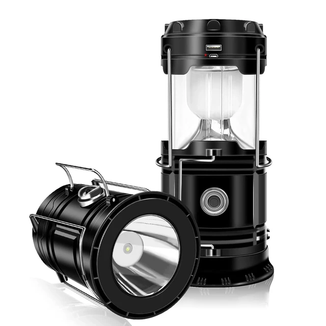 Alt view image 5 of 7 - Solar Portable LED Flashlight USB Rechargeable Camping Tent Light Lantern Lamps
