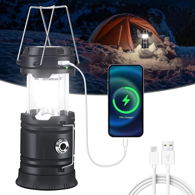 Alt view image 7 of 7 - Solar Portable LED Flashlight USB Rechargeable Camping Tent Light Lantern Lamps