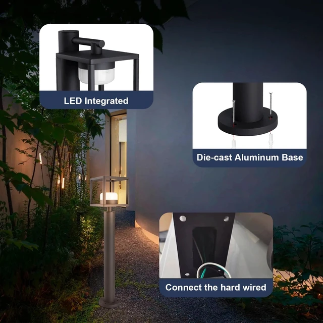Alt view image 2 of 7 - Light Outdoor LED Bollard Lamp 23.6IN Landscape Lighting IP44 6.5W 3000K