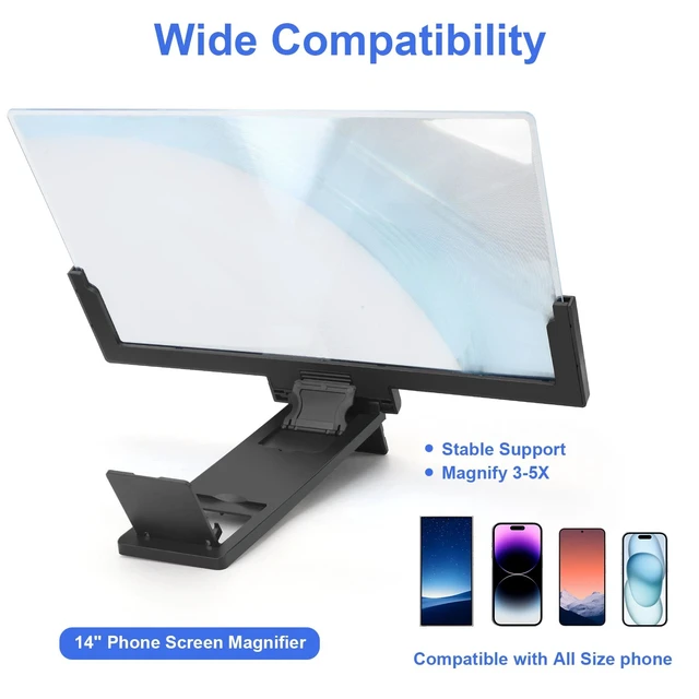 Alt view image 2 of 7 - 14'' 3D Screen Magnifier,HD Mobile Video Movie Smartphone Screen Amplifier Proje