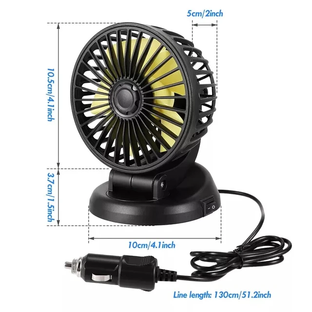 Alt view image 2 of 7 - Universal Car Cooling Fan w/ Cigarette Lighter for Van SUV Boat Auto Vehicle