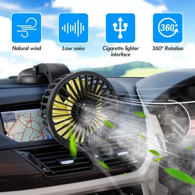 Alt view image 3 of 7 - Universal Car Cooling Fan w/ Cigarette Lighter for Van SUV Boat Auto Vehicle