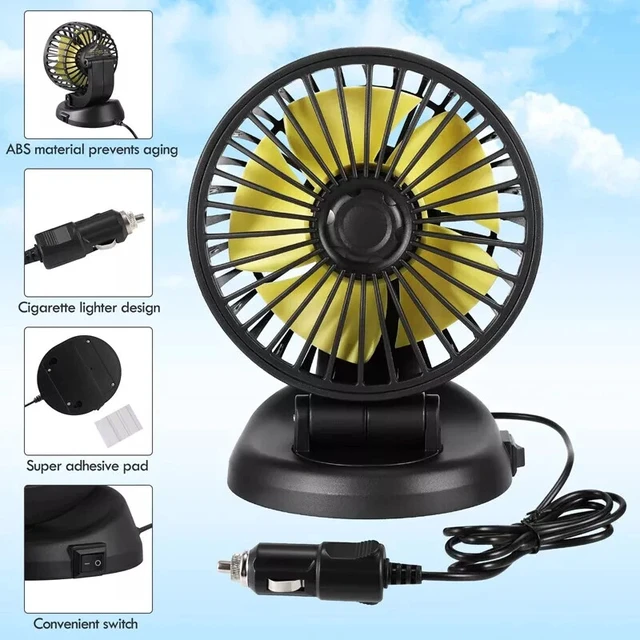 Alt view image 6 of 7 - Universal Car Cooling Fan w/ Cigarette Lighter for Van SUV Boat Auto Vehicle