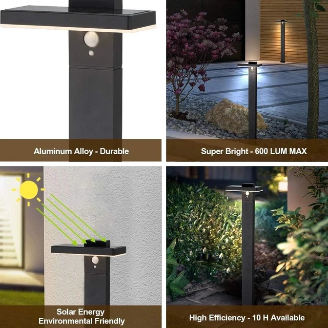 Alt view image 4 of 7 - Solar Landscape Path Lights Outdoor Motion Sensor Garden LED Aluminum Waterproof
