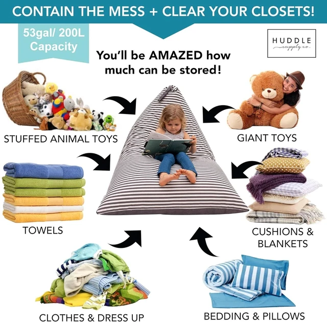 Alt view image 4 of 7 - Stuffed Animal Bean Bag Storage Extra Large Beanbag Chair Storage Bean Bag Chair