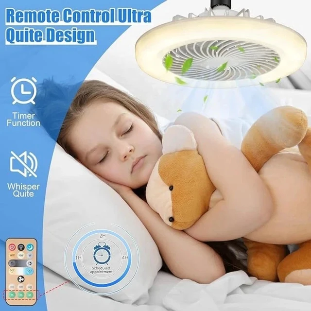 Alt view image 2 of 7 - Fan For E27 Socket Light With Remote Ceiling Fan Adjustable Smart LED 3 Speed