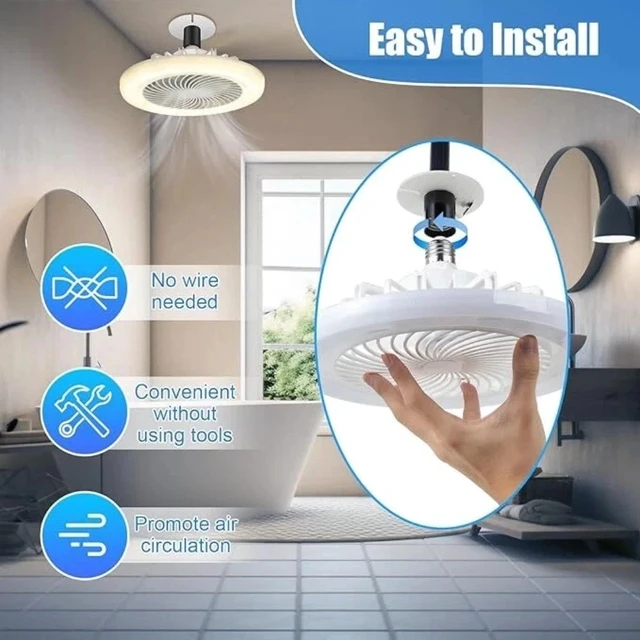 Alt view image 4 of 7 - Fan For E27 Socket Light With Remote Ceiling Fan Adjustable Smart LED 3 Speed