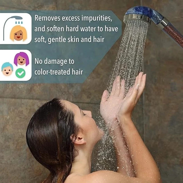 Alt view image 3 of 7 - 3 Spray Settings High Pressure shower Head with Filter, Handheld Rainfall Combo