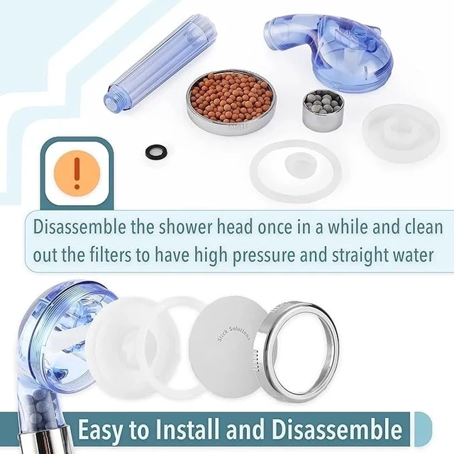 Alt view image 6 of 7 - 3 Spray Settings High Pressure shower Head with Filter, Handheld Rainfall Combo