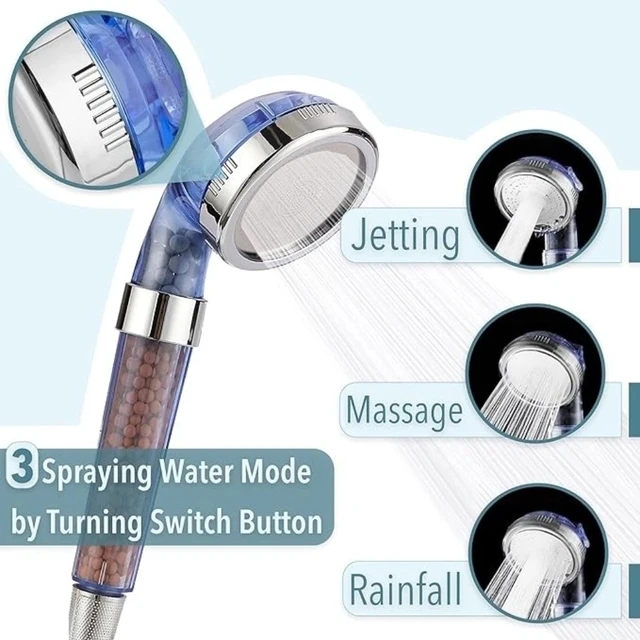 Alt view image 5 of 7 - 3 Spray Settings High Pressure shower Head with Filter, Handheld Rainfall Combo
