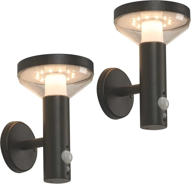 Main image of 2 pack Outdoor Solar Sconce Lights Motion Sensor Wall Mount Lamp Wireless 220LM
