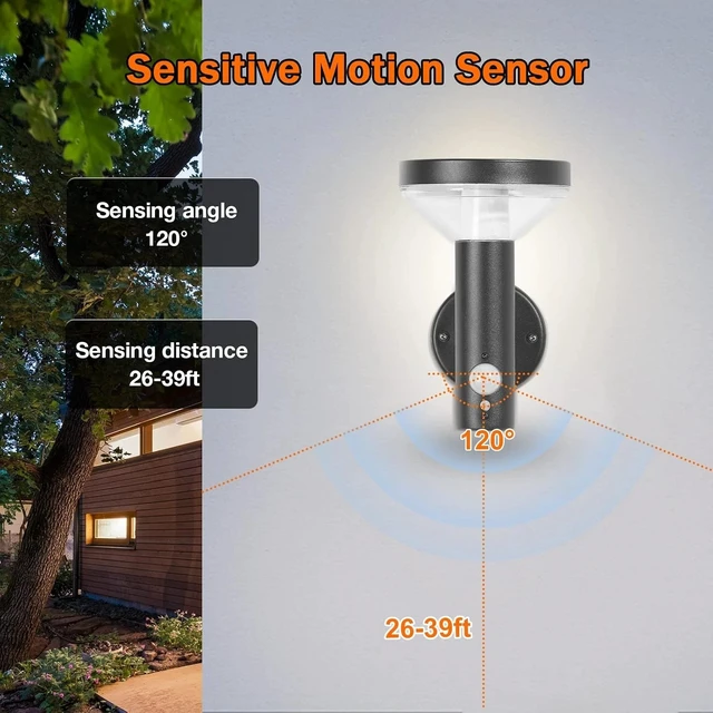 Alt view image 3 of 6 - 2 pack Outdoor Solar Sconce Lights Motion Sensor Wall Mount Lamp Wireless 220LM