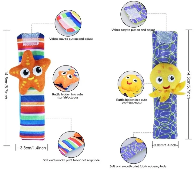 Alt view image 3 of 7 - High Contrast Baby Toys Infant Rattle Socks and Wrist Rattles Set 0-12 Months