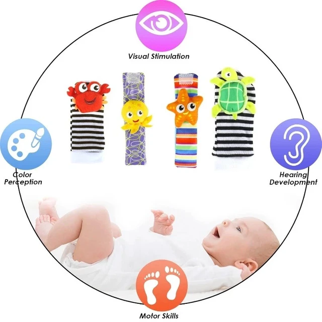 Alt view image 5 of 7 - High Contrast Baby Toys Infant Rattle Socks and Wrist Rattles Set 0-12 Months