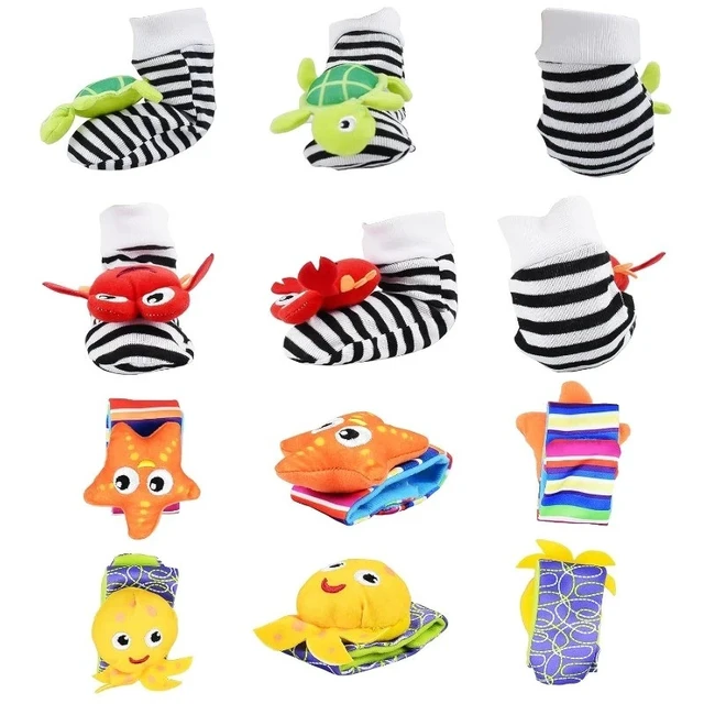 Alt view image 2 of 7 - High Contrast Baby Toys Infant Rattle Socks and Wrist Rattles Set 0-12 Months
