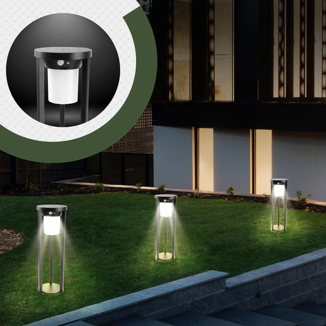 Alt view image 6 of 7 - 19.7" Solar Outdoor Light Pathway Garden Dusk to Dawn4.4w 3000k 600lm with Stake