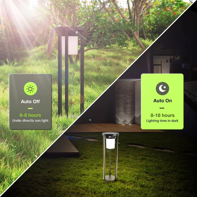 Alt view image 7 of 7 - 19.7" Solar Outdoor Light Pathway Garden Dusk to Dawn4.4w 3000k 600lm with Stake