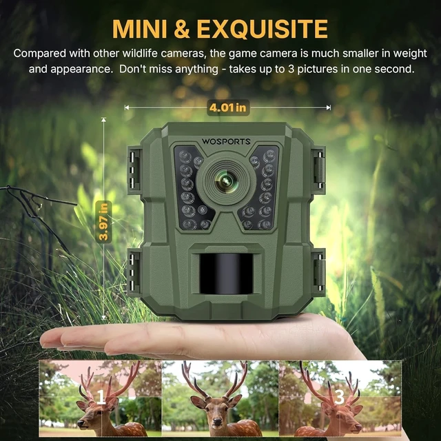 Alt view image 7 of 7 - Mini 24MP Trail Camera for Outdoor Wildlife Monitoring - 1080P HD with Night ...