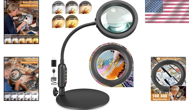 Alt view image 2 of 7 - Handy 30X 10X Magnifying Glass with Light - Perfect for Reading & Hobbies