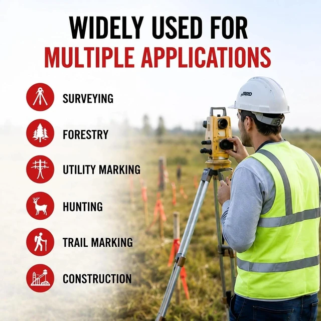 Alt view image 7 of 7 - 12 Rolls of Non-Adhesive 1" x 100ft Orange Marking Tape for Trail & Surveying