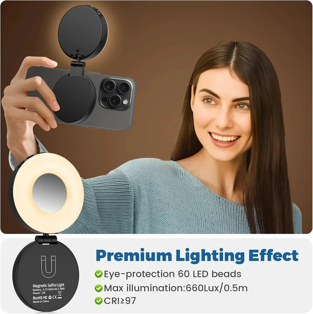 Alt view image 6 of 7 - Magnetic Selfie Light with 4 Color Modes for iPhone - Perfect for Photos & Vlogs