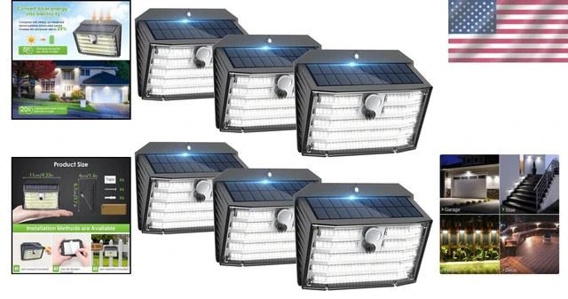 Alt view image 2 of 7 - Ultra Bright Motion Sensor Solar Lights for Outdoor Security - 6 Pack