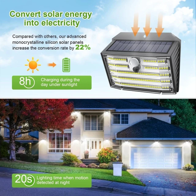 Alt view image 4 of 7 - Ultra Bright Motion Sensor Solar Lights for Outdoor Security - 6 Pack