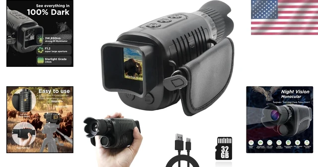 Alt view image 2 of 7 - 1080p Infrared Night Vision Monocular - Ideal for Travel, Camping & Surveillance