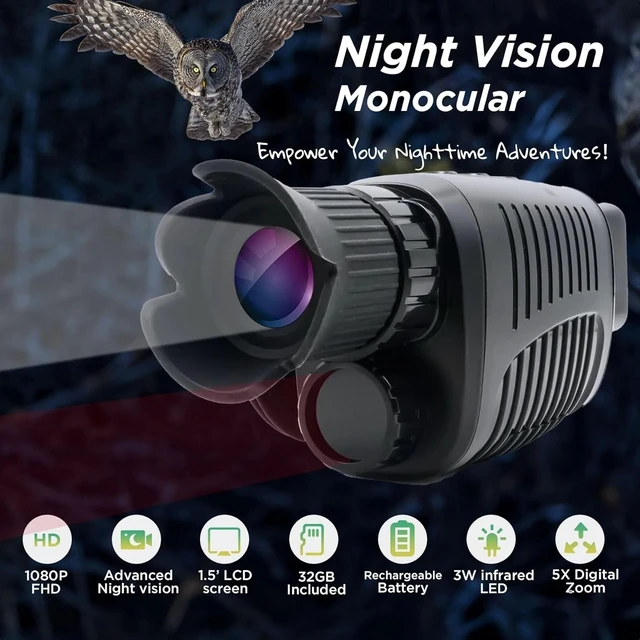 Alt view image 3 of 7 - 1080p Infrared Night Vision Monocular - Ideal for Travel, Camping & Surveillance