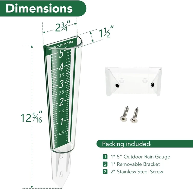 Alt view image 3 of 7 - Easy-Read 5-Inch Capacity Rain Gauge with Hang Bracket for Accurate Measurement