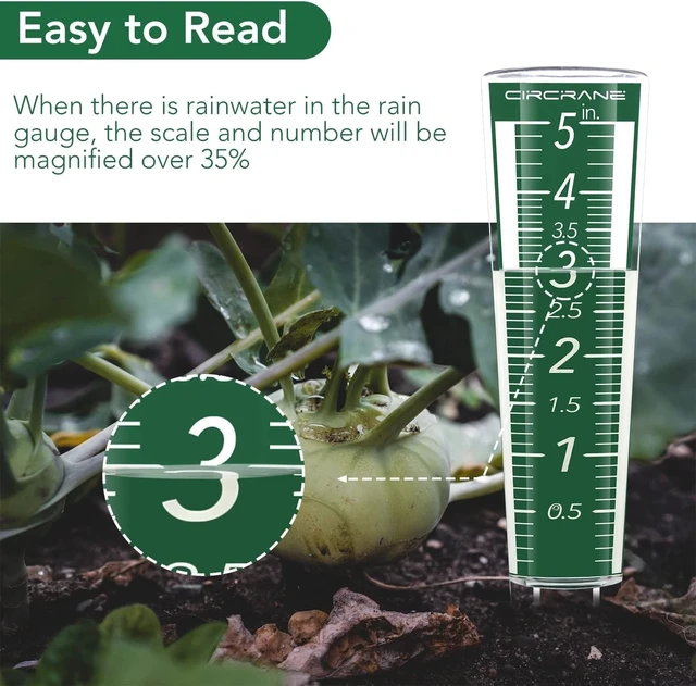 Alt view image 6 of 7 - Easy-Read 5-Inch Capacity Rain Gauge with Hang Bracket for Accurate Measurement