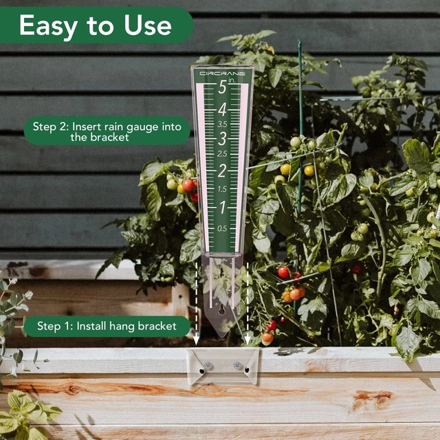 Alt view image 7 of 7 - Easy-Read 5-Inch Capacity Rain Gauge with Hang Bracket for Accurate Measurement