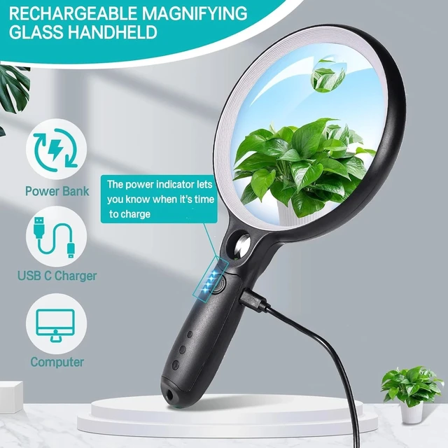 Alt view image 5 of 7 - Illuminate Your Reading: 10X Handheld Magnifying Glass with 37 LED Lights