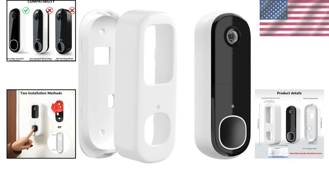 Alt view image 2 of 7 - Secure Weatherproof Mounting Bracket for Arlo 2K Video Doorbell - White