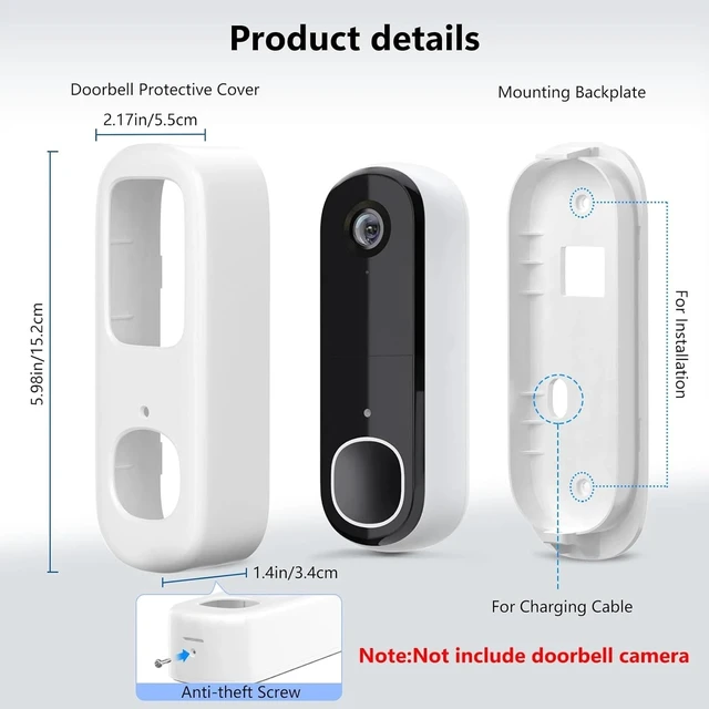 Alt view image 3 of 7 - Secure Weatherproof Mounting Bracket for Arlo 2K Video Doorbell - White