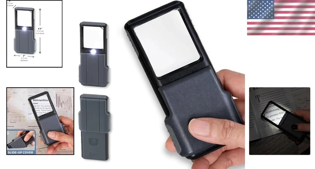 Alt view image 2 of 7 - Portable MiniBrite 5X LED Magnifier with Protective Sleeve - Perfect for Reading