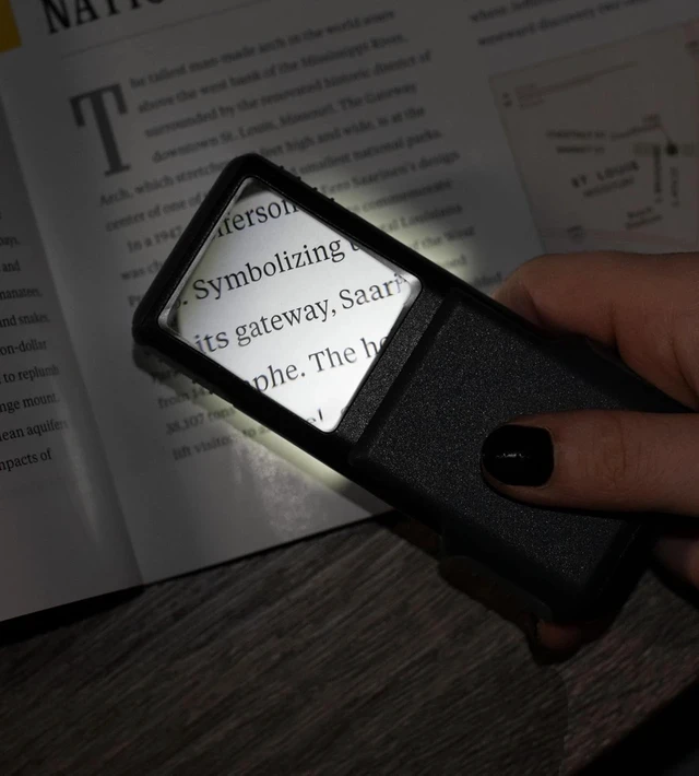 Alt view image 3 of 7 - Portable MiniBrite 5X LED Magnifier with Protective Sleeve - Perfect for Reading