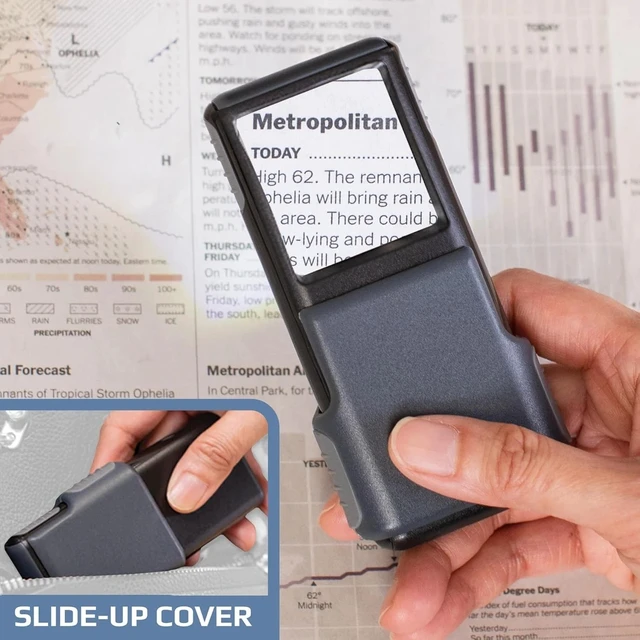 Alt view image 5 of 7 - Portable MiniBrite 5X LED Magnifier with Protective Sleeve - Perfect for Reading