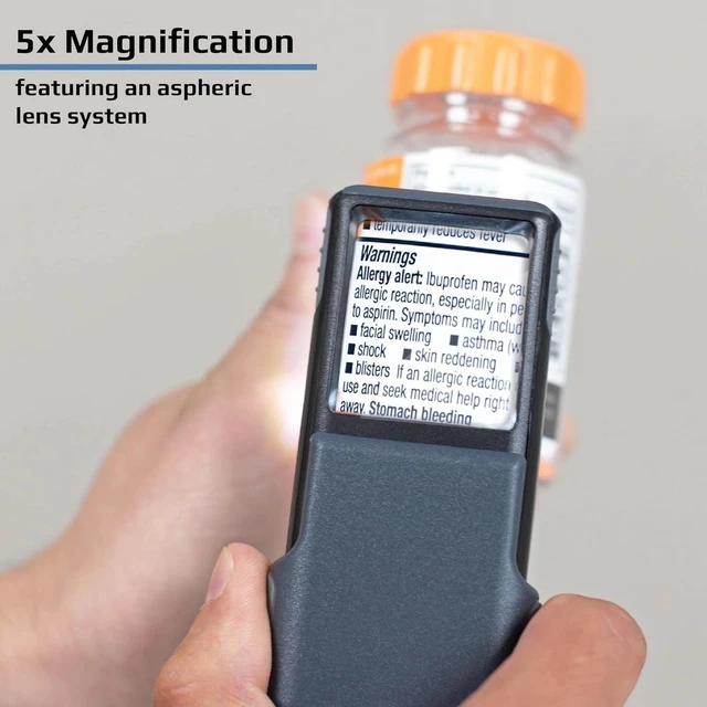 Alt view image 7 of 7 - Portable MiniBrite 5X LED Magnifier with Protective Sleeve - Perfect for Reading