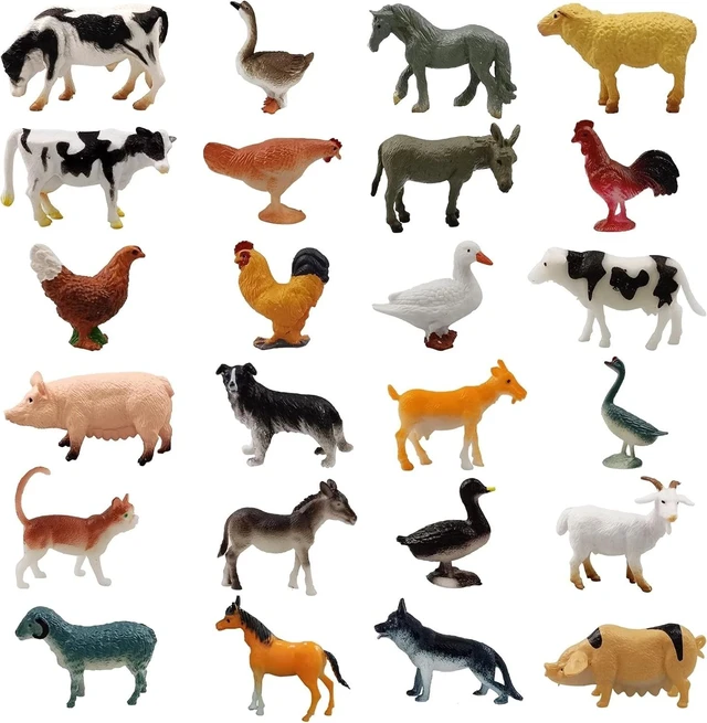Main image of 24 Realistic Mini Farm Animal Figurines - Perfect Educational Toys for Toddlers
