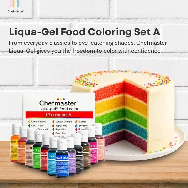 Alt view image 3 of 7 - Bright & Easy-to-Use Liqua-Gel Food Coloring 12 Pack - Satisfaction Guaranteed