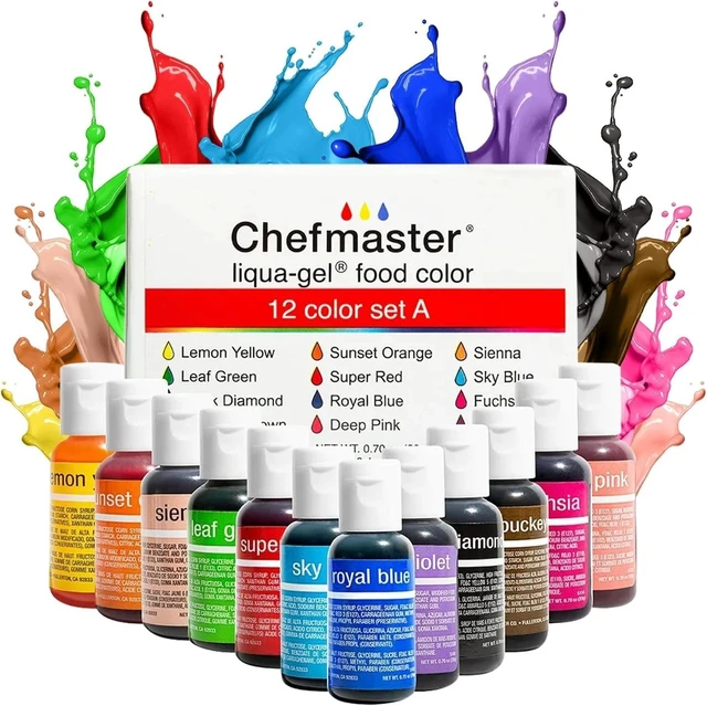 Main image of Bright & Easy-to-Use Liqua-Gel Food Coloring 12 Pack - Satisfaction Guaranteed