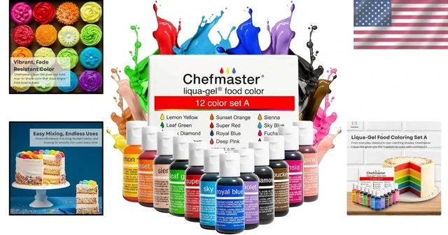 Alt view image 2 of 7 - Bright & Easy-to-Use Liqua-Gel Food Coloring 12 Pack - Satisfaction Guaranteed